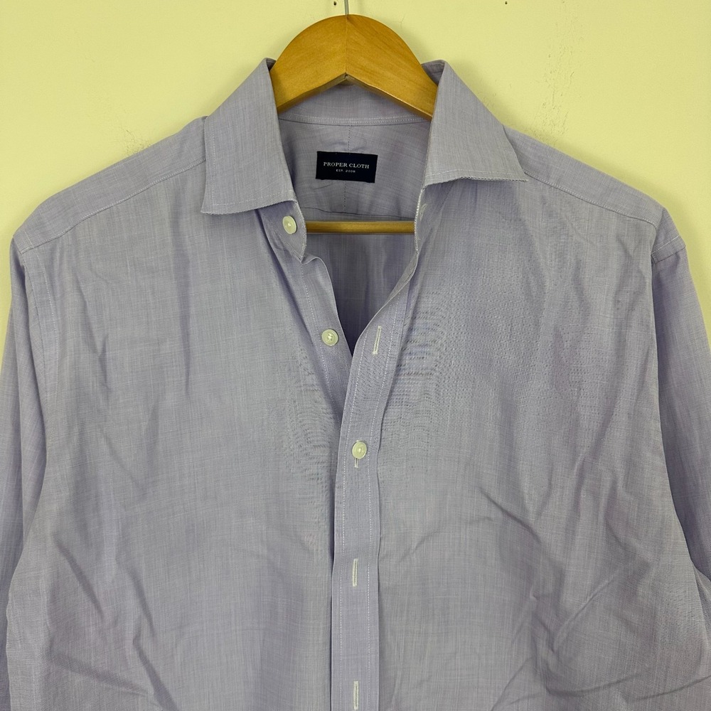 Proper Cloth Dress Shirt Light Purple Cotton Long Sleeve Button Up Mens 16.5